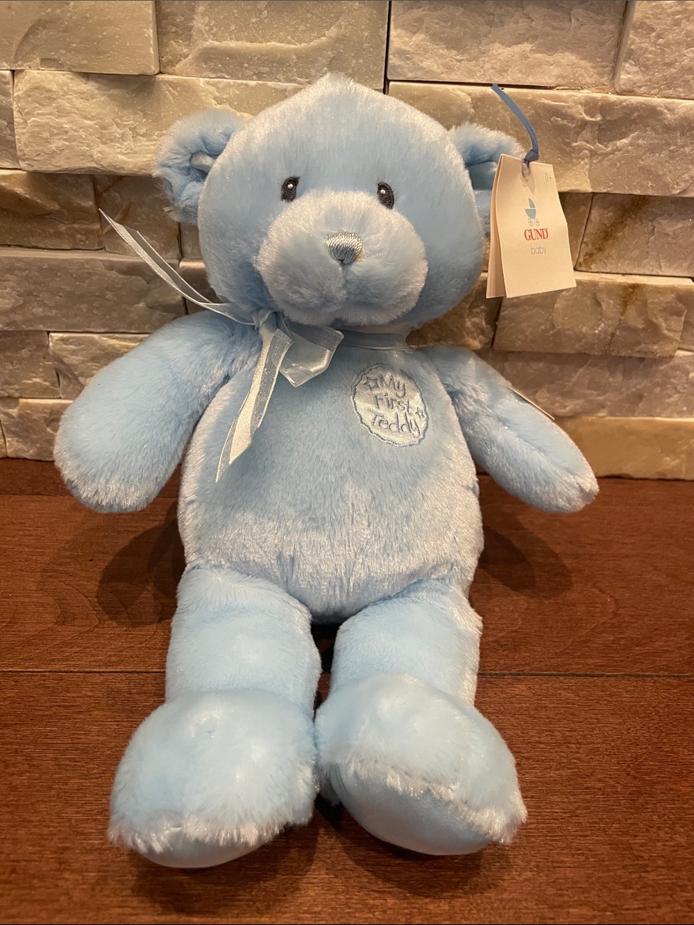 NEW GUND Blue 'My First Teddy' Plush Bear